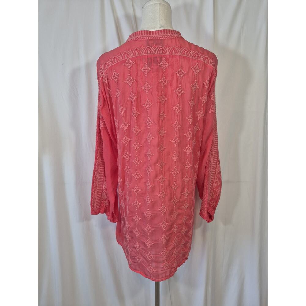 Johnny Was California Pink Embroidered Long Sleeve Tunic Top Large - Picture 7 of 9